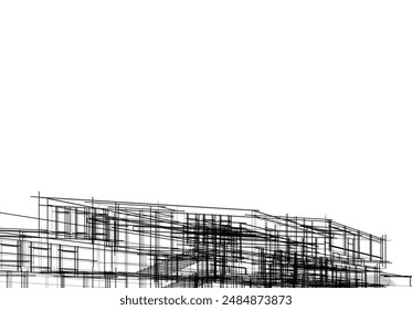 Architectural drawing vector 3d illustration