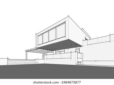 Architectural drawing vector 3d illustration