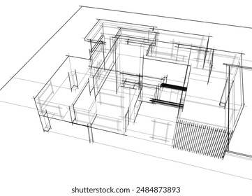 Architectural drawing vector 3d illustration