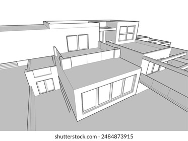Architekturzeichnung Vektorgrafik 3D-Illustration