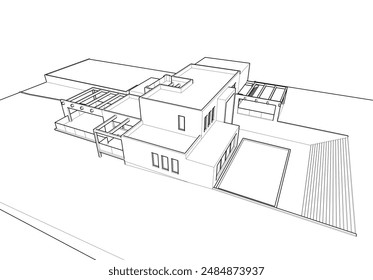Architectural drawing vector 3d illustration