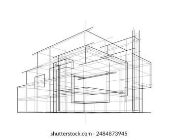 Architectural drawing vector 3d illustration