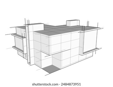 Ilustración 3d del Vector del dibujo arquitectónico