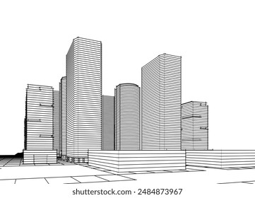 Architectural drawing vector 3d illustration