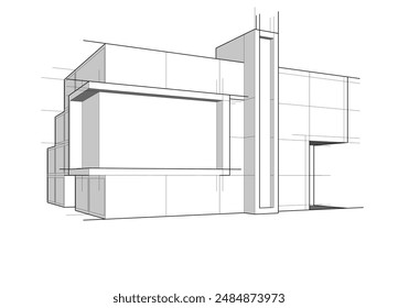 Architectural drawing vector 3d illustration