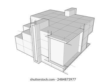 Architectural drawing vector 3d illustration