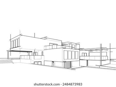Architekturzeichnung Vektorgrafik 3D-Illustration