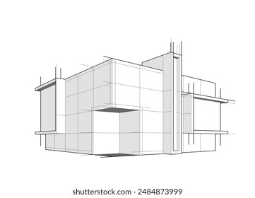 Ilustración 3d del Vector del dibujo arquitectónico