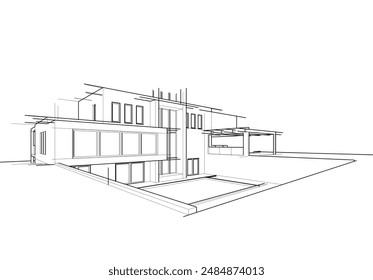 Architekturzeichnung Vektorgrafik 3D-Illustration