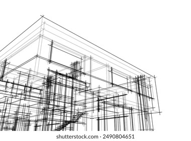 Architectural drawing vector 3d illustration