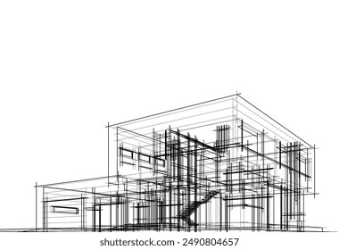 Architectural drawing vector 3d illustration