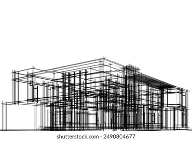 Architectural drawing vector 3d illustration
