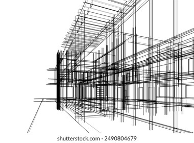 Architectural drawing vector 3d illustration