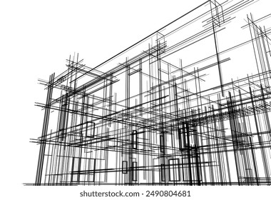 Architectural drawing vector 3d illustration
