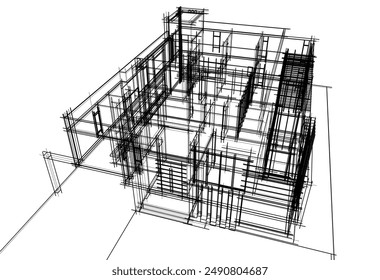 Architectural drawing vector 3d illustration