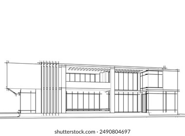Architectural drawing vector 3d illustration