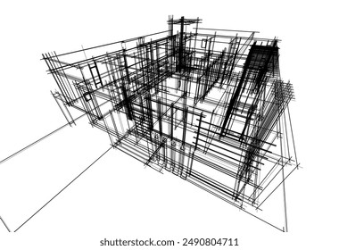 Architectural drawing vector 3d illustration