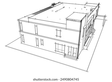 Ilustración 3d del Vector del dibujo arquitectónico