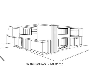 Ilustración 3d del Vector del dibujo arquitectónico