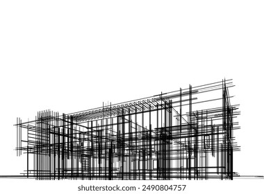 Architectural drawing vector 3d illustration