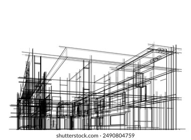 Architectural drawing vector 3d illustration