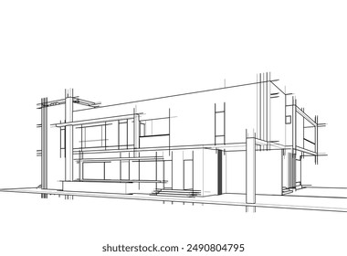 Architectural drawing vector 3d illustration
