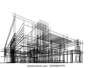 Architekturzeichnung Vektorgrafik 3D-Illustration