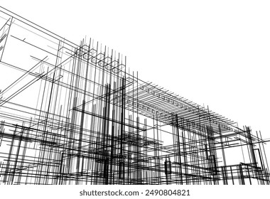 Ilustración 3d del Vector del dibujo arquitectónico