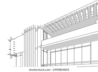 Architectural drawing vector 3d illustration