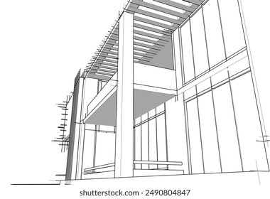 Architectural drawing vector 3d illustration