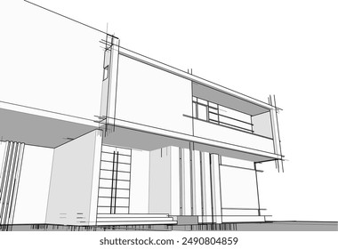 Architectural drawing vector 3d illustration