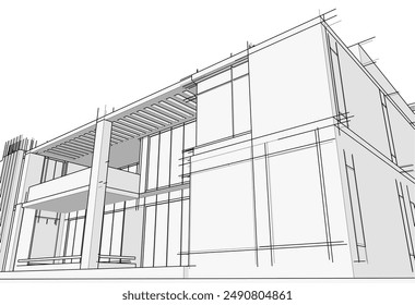 Ilustración 3d del Vector del dibujo arquitectónico