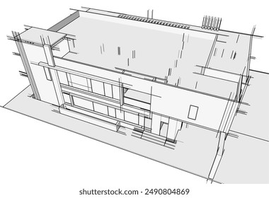 Architectural drawing vector 3d illustration