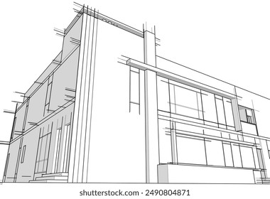 Architectural drawing vector 3d illustration