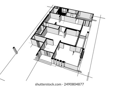 Architekturzeichnung Vektorgrafik 3D-Illustration