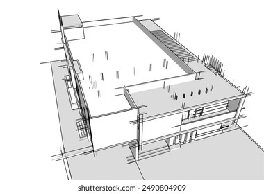 Architectural drawing vector 3d illustration