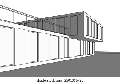 Architectural drawing vector 3d illustration