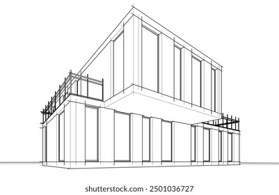 Vector de dibujo arquitectónico 3d ilustración