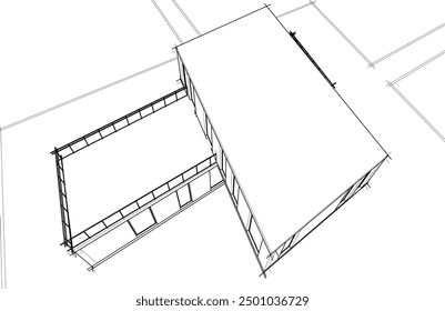 Architectural drawing vector 3d illustration