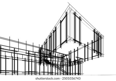 Vector de dibujo arquitectónico 3d ilustración