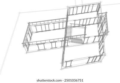 Vector de dibujo arquitectónico 3d ilustración