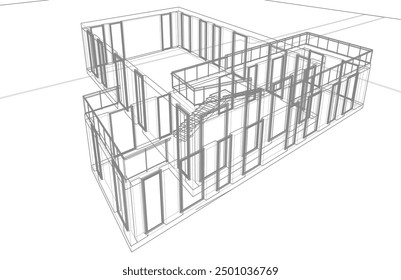 Architectural drawing vector 3d illustration