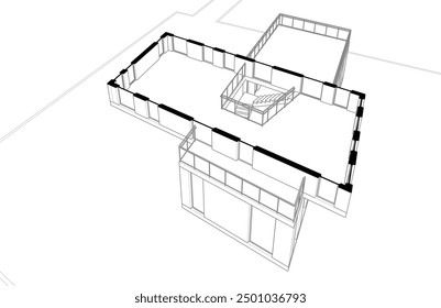 Vector de dibujo arquitectónico 3d ilustración