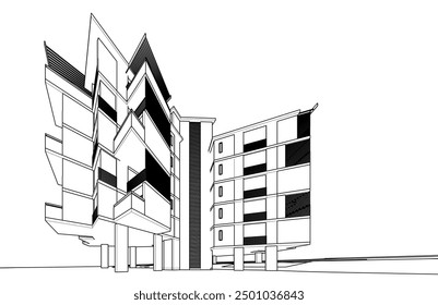 Architectural drawing vector 3d illustration