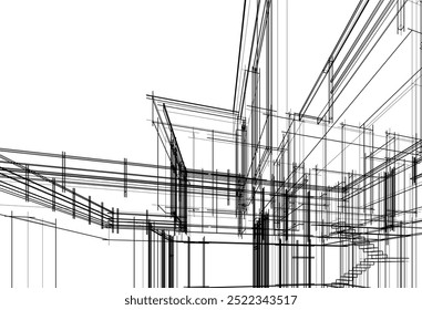 Architectural drawing vector 3d illustration
