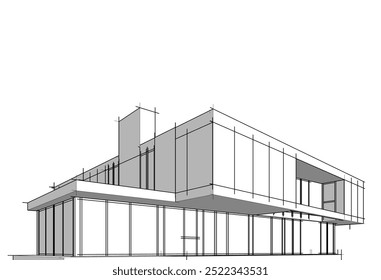 Architectural drawing vector 3d illustration