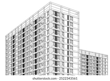 Architectural drawing vector 3d illustration