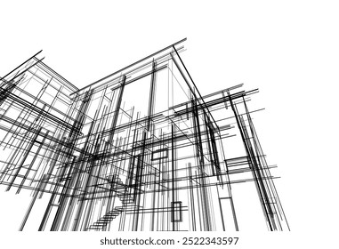 Vector de dibujo arquitectónico 3d ilustración