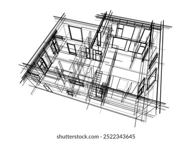 Architectural drawing vector 3d illustration