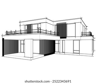 Architectural drawing vector 3d illustration